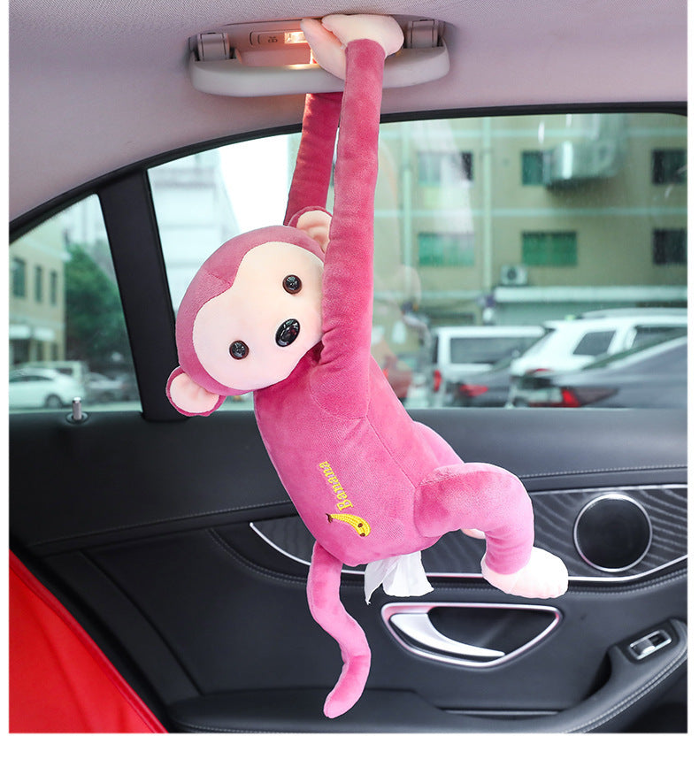 Hanging Pippi Monkey Tissue Box Car Tissue Pumping Car Seat Back Buckle Tissue Box Cartoon Cute