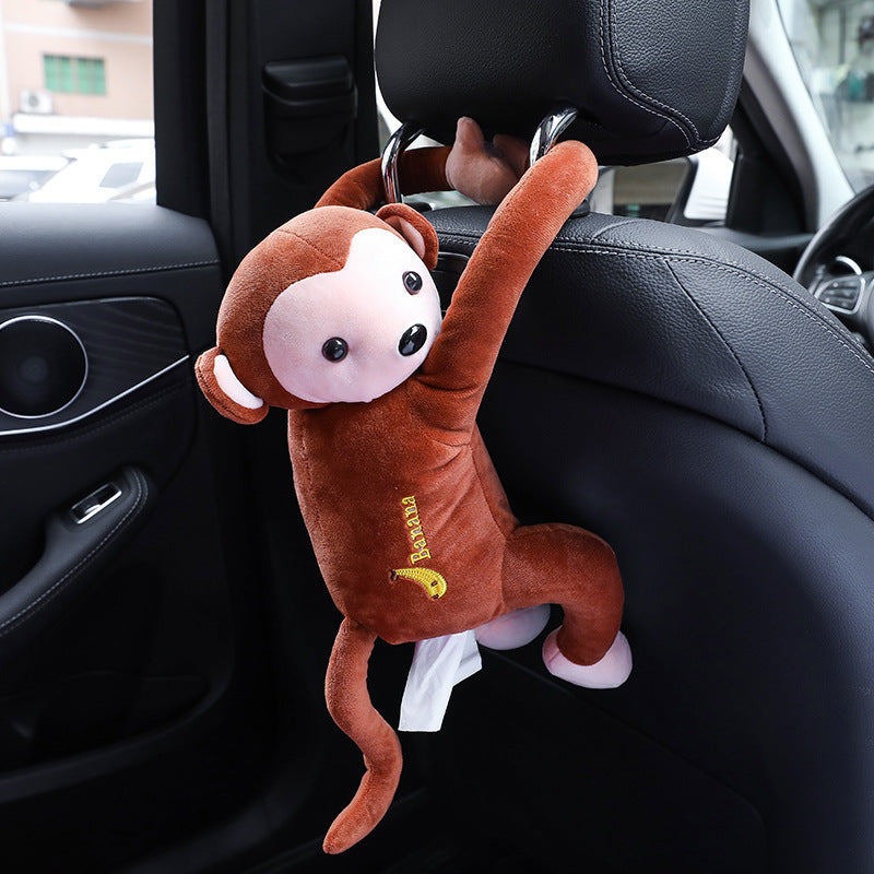 Hanging Pippi Monkey Tissue Box Car Tissue Pumping Car Seat Back Buckle Tissue Box Cartoon Cute