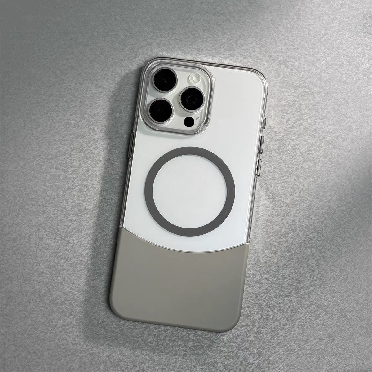 Applicable Stitching Contrast Color Transparent Phone Case Magnetic Suction