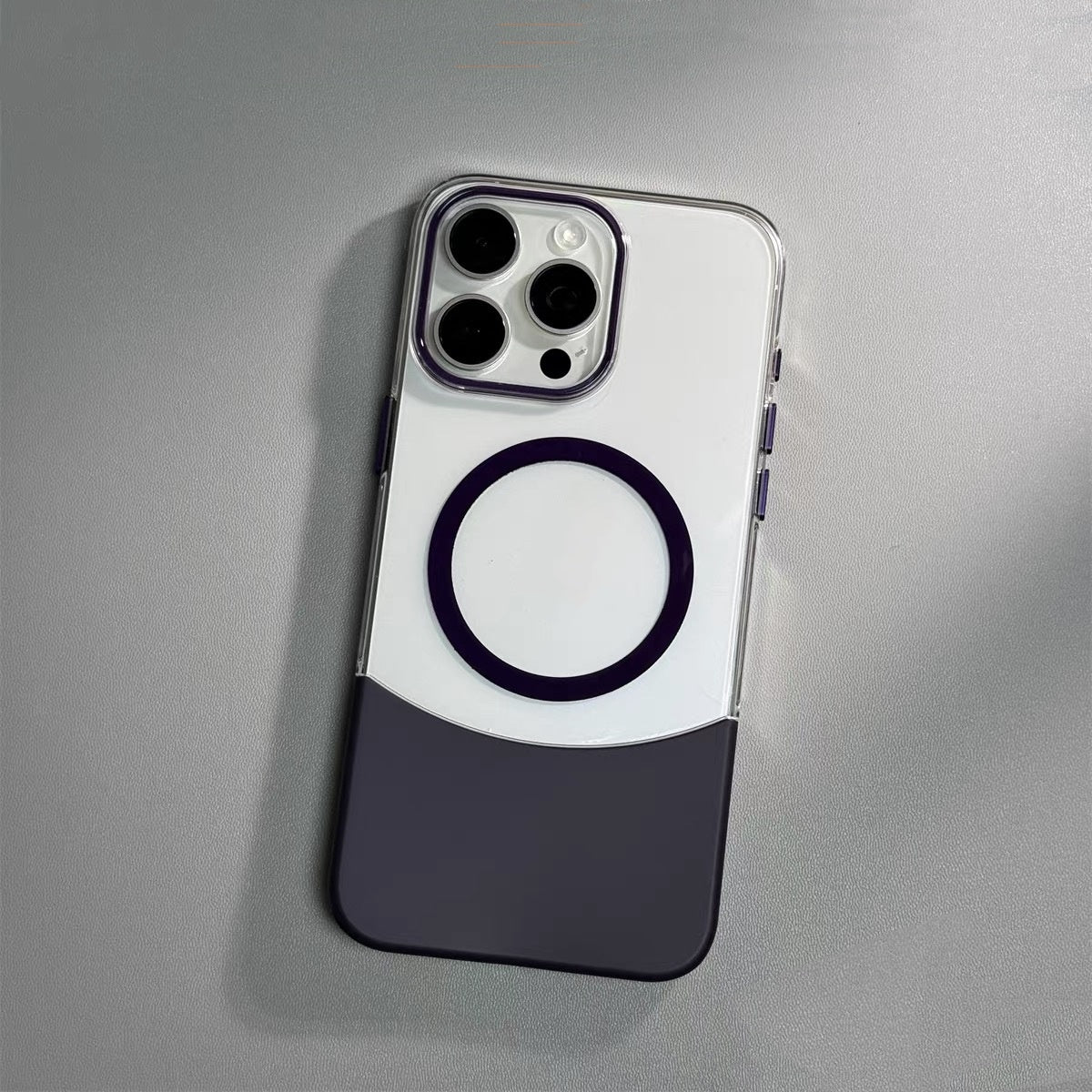 Applicable Stitching Contrast Color Transparent Phone Case Magnetic Suction